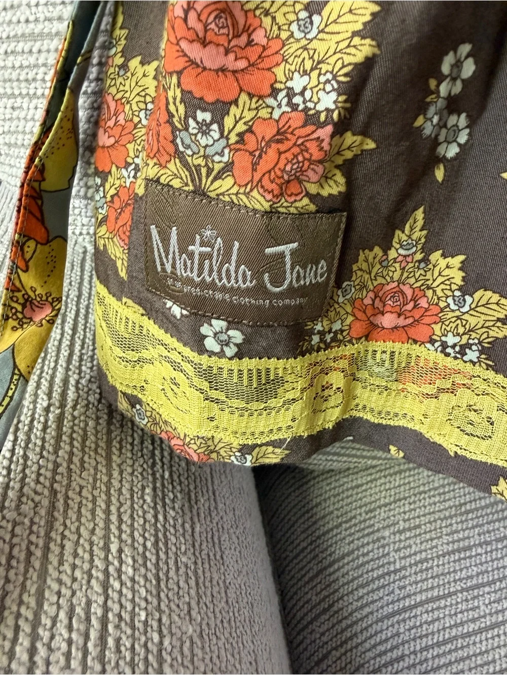 Matilda Jane Brown Floral Girls Matching Set with Yellow Accents